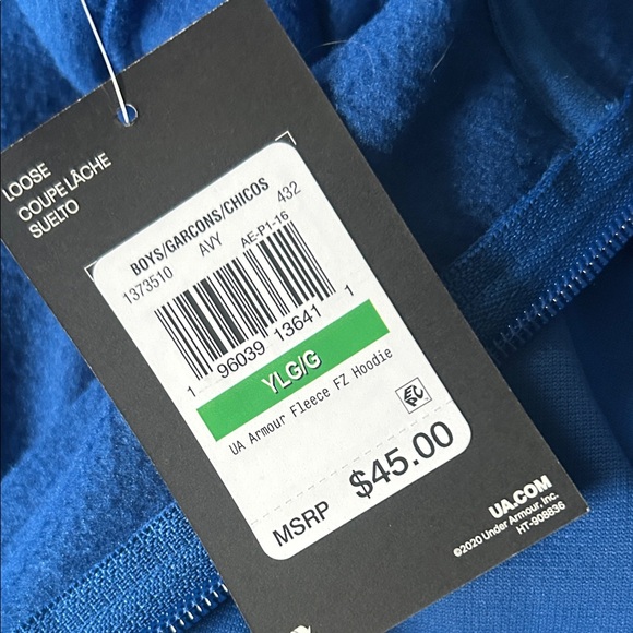 Under Armour Kids Royal Blue Zip-Up Hoodie - Picture 3 of 3